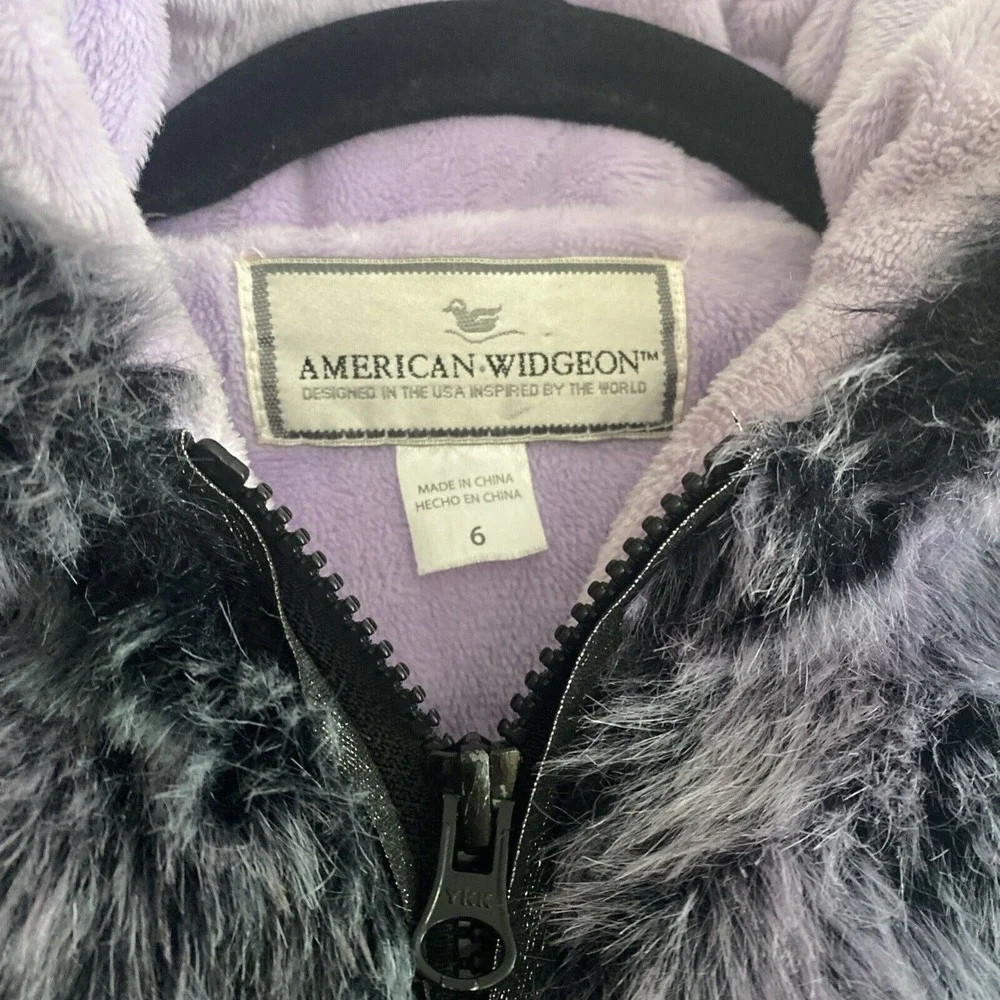 American Widgeon Purple Faux Fur girls winter Coat‎ Jacket size 6 Fuzzy